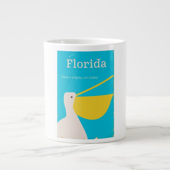 Vintage Florida Pelican-resemappelsplakat Jumbo Mugg (Framsidan)