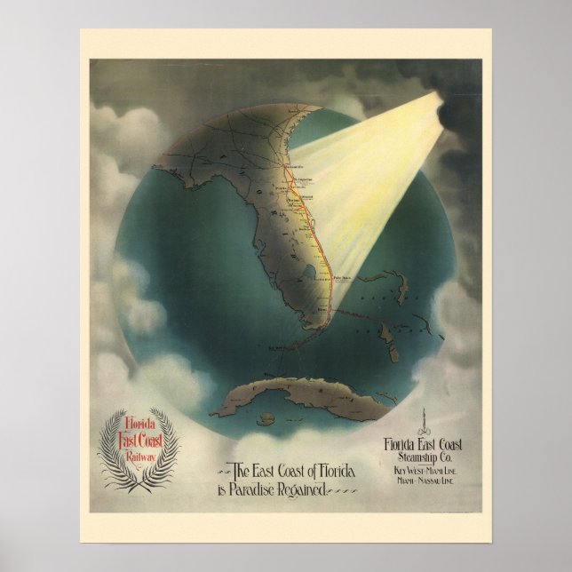 Vintage Florida Railway reseskylt Poster (Framsidan)
