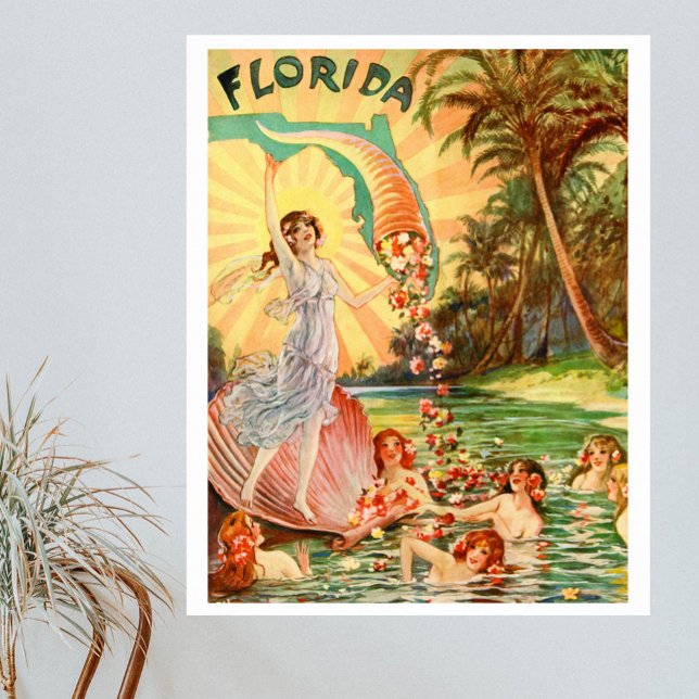 Vintage Florida-reklam med vatten nymphs Poster (Skapare uppladdad)