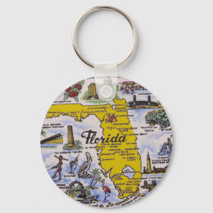 Vintage Florida retorist karta Nyckelring