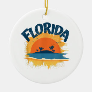 Vintage Florida Retro Tee Sunshine Julgransprydnad Keramik