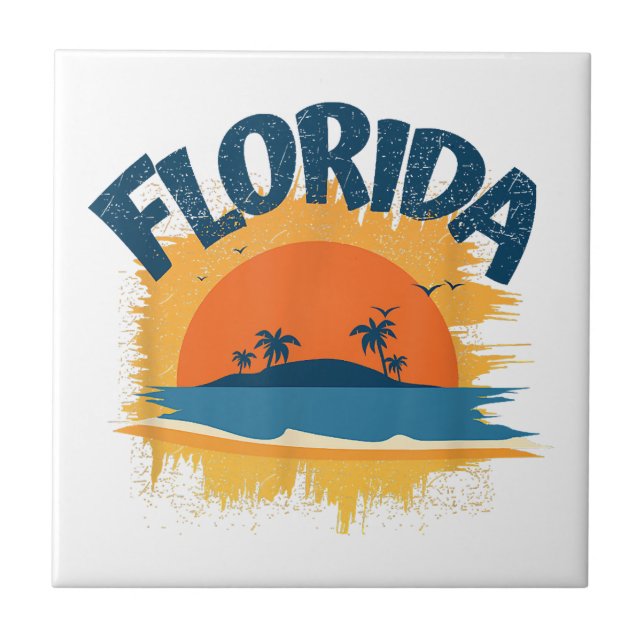 Vintage Florida Retro Tee Sunshine Kakelplatta (Framsidan)