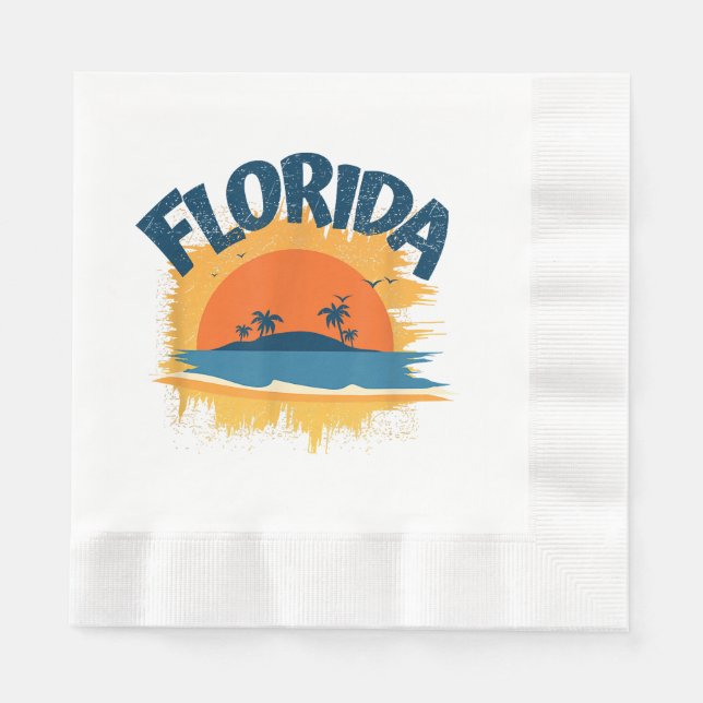 Vintage Florida Retro Tee Sunshine Pappersservett (Framsidan)
