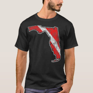 Vintage Florida Scuba Dive Flagga Staten Karta Div T Shirt