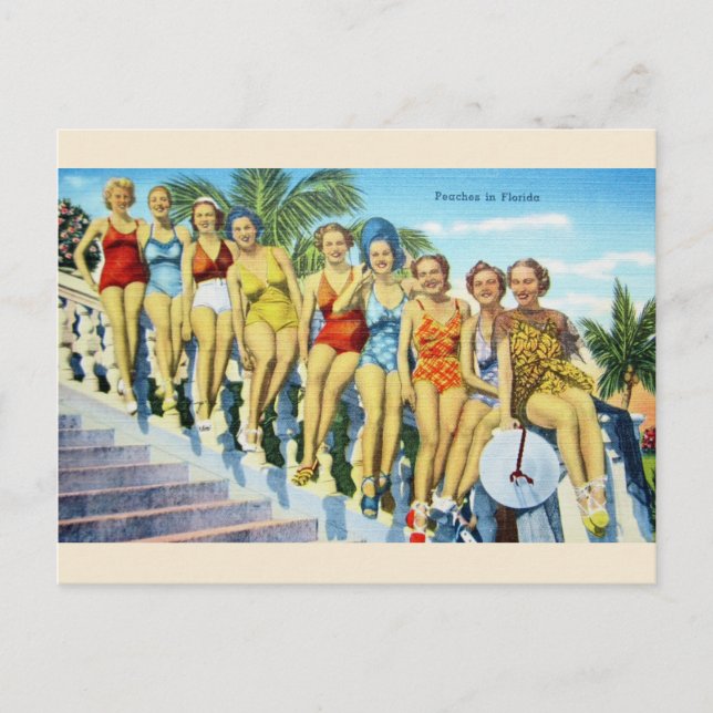 Vintage Florida Swimfit Beauties vykort (Framsida)