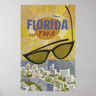 Vintage Florida Travel-affisch, Retro Illustration Poster