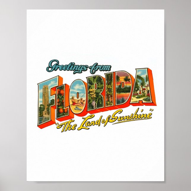 Vintage Florida Travel Logotyp Poster (Framsidan)