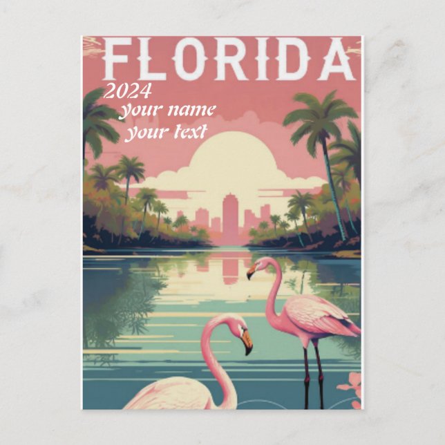 Vintage Florida Travel Poster Poster Vykort (Framsida)