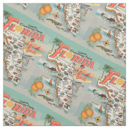 Vintage Florida-turisten karta Tyg