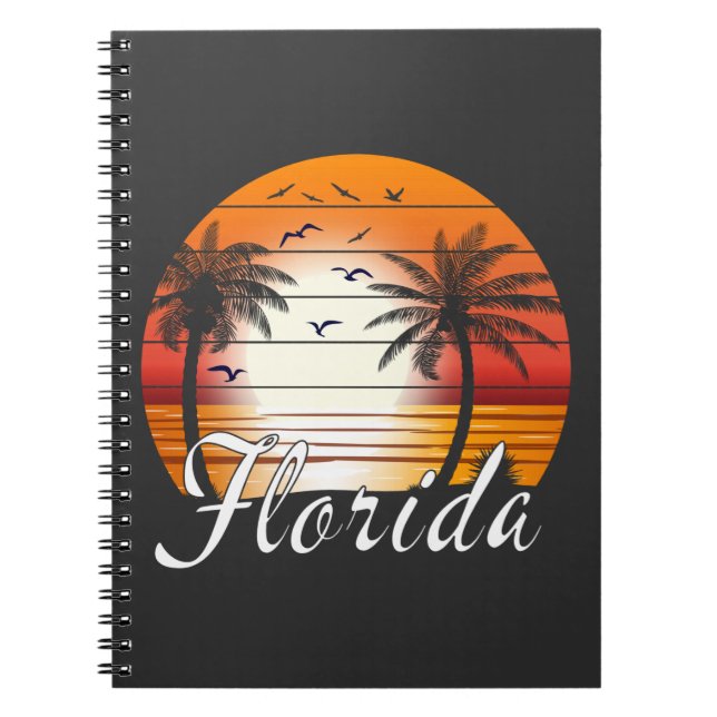 Vintage Florida USA Handflatan Träd Sommarbuss Anteckningsbok (Framsidan)