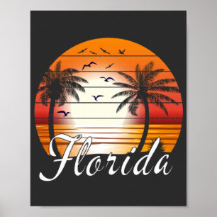 Vintage Florida USA Handflatan Träd Sommarbuss Poster