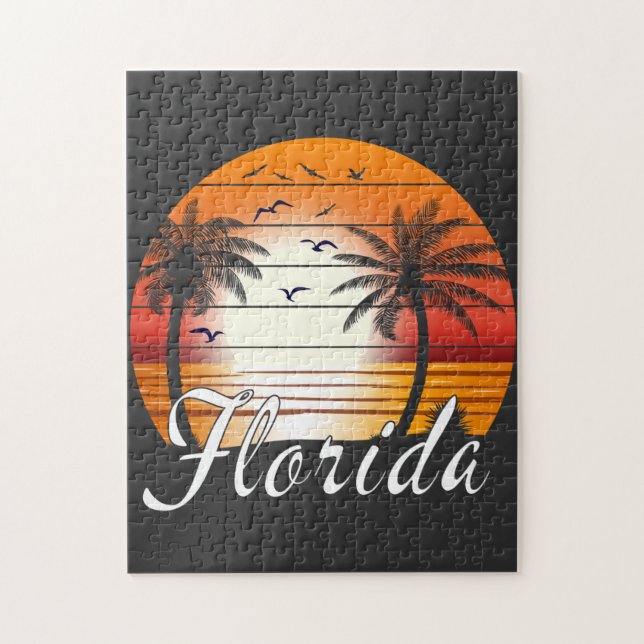 Vintage Florida USA Handflatan Träd Sommarbuss Pussel (Vertikal)