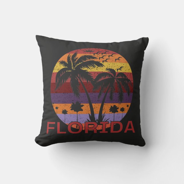 Vintage Florida USA Summer Beach Kudde (Framsida)