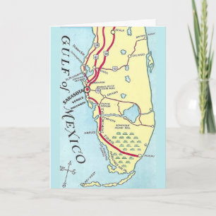 Vintage Florida västkust kartkort Kort