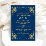 Vintage flottan och Guld Art Deco Bröllop Inbjudningar<br><div class="desc">Elegant och glamorösa konsthyrande bröllopsinbjudningar inspirerade av ornate vintage Gatsby stil och 20-talet. Kortdesignen har ett marinblått och guld färg-system,  en dekorativ ram och mönster och en snyggt typografi som kan vara helt personlig.</div>