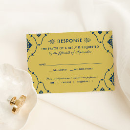 Vintage flottan och Guld Art Deco Bröllop OSA Kort