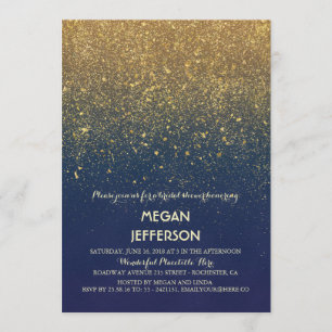 Vintage flottan och Möhippan Guld Glitter Inbjudningar
