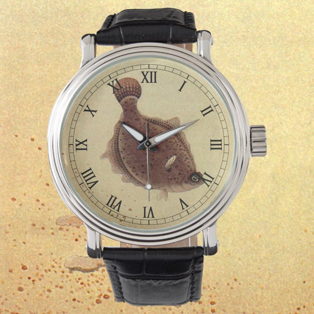 Vintage Floundervattensfisk, marin havslevande fis Armbandsur (Skapare uppladdad)