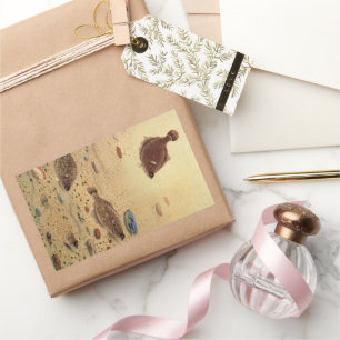 Vintage Floundervattensfisk, marin havslevande fis Rektangulärt Klistermärke