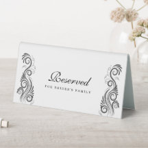 Vintage Flourish Black Monogram Bröllop Reserved