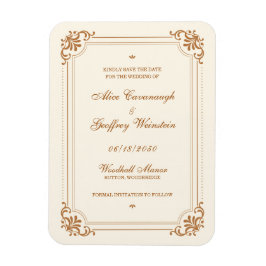 Vintage Flourish Bröllop Spara Datum Magnet