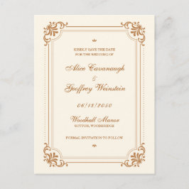 Vintage Flourish Bröllop Spara datumet Meddelande Vykort