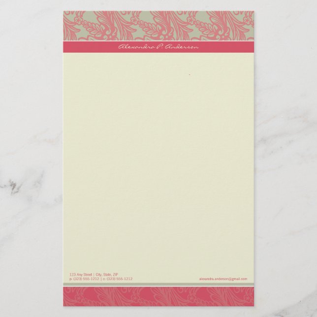 Vintage Flourish Ro Customized Stationery Brevpapper (Framsida)