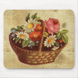 Vintage Flower Basket Mousepad Musmatta
