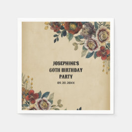 Vintage Flower Birthday  Pappersservett