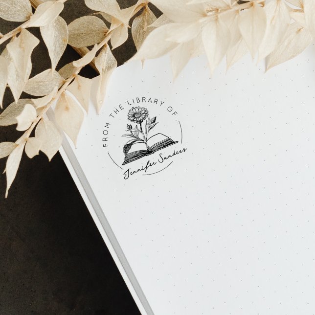 Vintage Flower Bok, Bibliotek Stämpel (Skapare uppladdad)