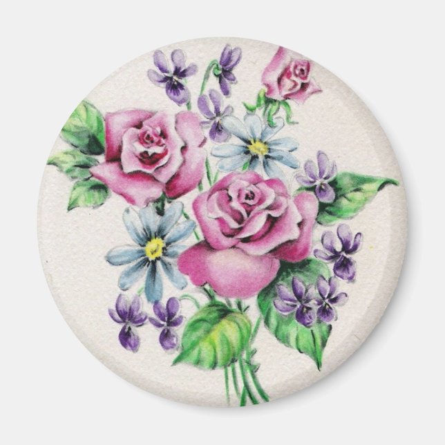Vintage Flower Bouquet Magnet (Framsidan)