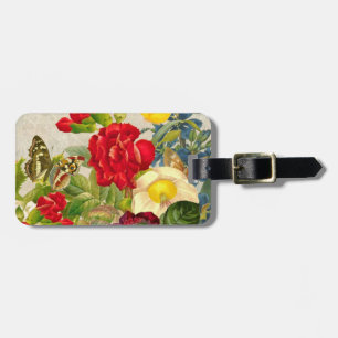 Vintage Flower Bouquet med Butterflies Bagagebricka
