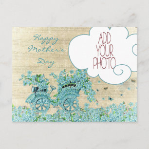 Vintage Flower Carriage - Lycklig Mors dag Vykort