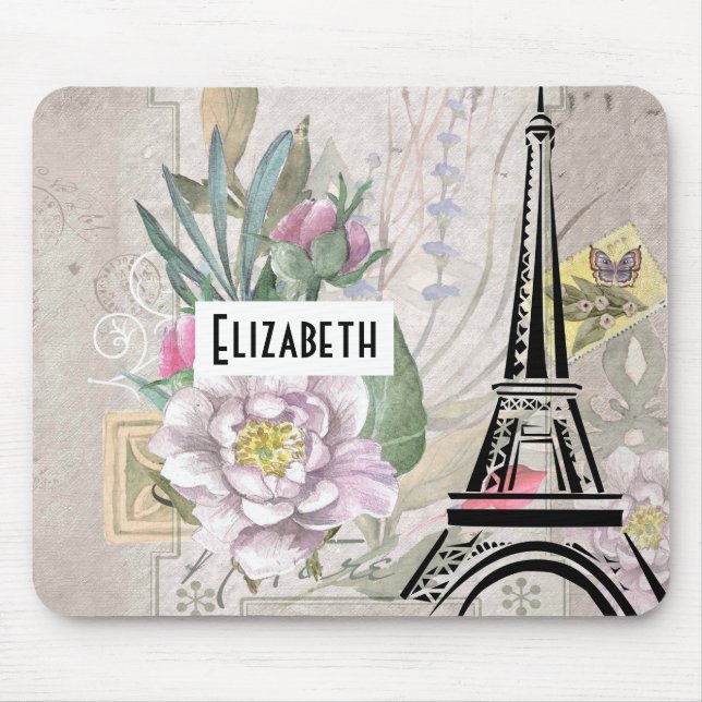 Vintage Flower Collage & Eiffel Torn Illustration Musmatta (Framsidan)