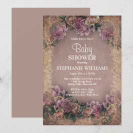 Vintage Flower Framed Baby Shower Inbjudningar