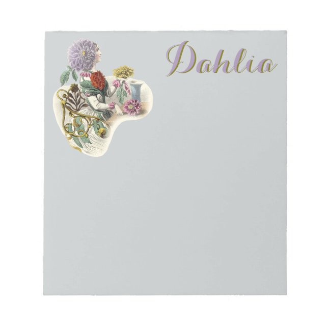 Vintage Flower Girl Anteckningsblock (Framsida)
