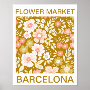 Vintage Flower Market Barcelona Poster