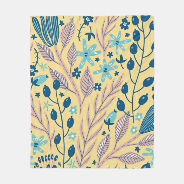 Vintage Flower Mönster Fleece Blanket (Framsidan)