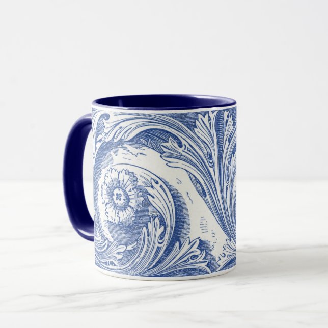 Vintage Flower Mönster Mugg (Framsida vänster)
