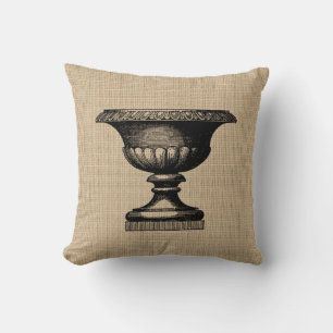 Vintage Flower Pot Pillow Kudde