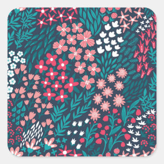 Vintage Flower Seamless Struktur. Fyrkantigt Klistermärke