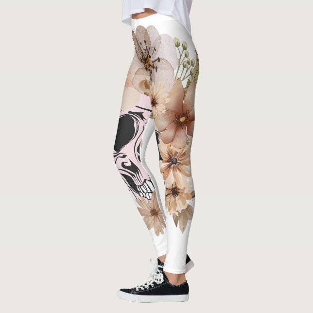 VINTAGE FLOWER SKULL LEGGINGS (Vänster)