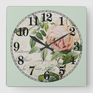 Vintage Flower Teckning Fyrkantig Klocka