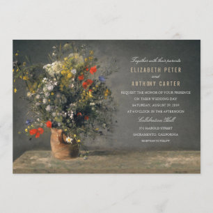 Vintage Flower Vas Unikt Kreativ Bröllop Inbjudningar