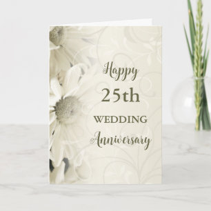 Vintage Flowers 25:e Bröllop-årskort Kort
