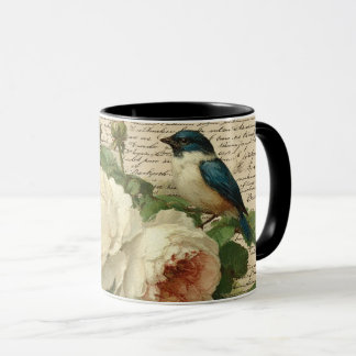 vintage flowers and bird mugg