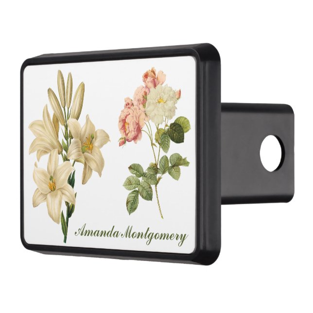 Vintage Flowers anpassningsbar monogram hitch täck Dragkroksskydd (Vänster)