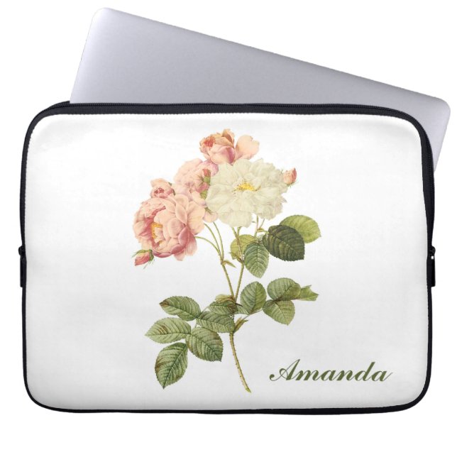 Vintage Flowers anpassningsbar monogram laptop sle Fodral (Framsidan)