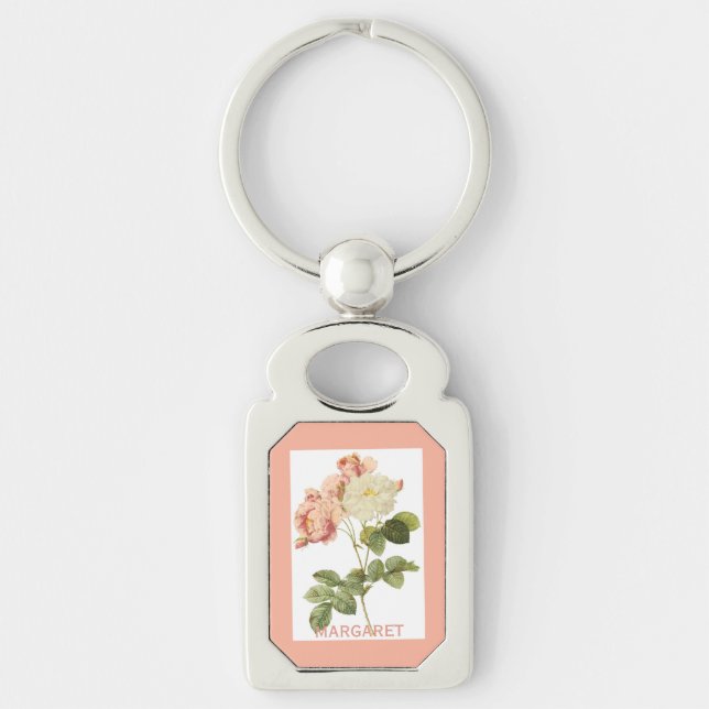 Vintage Flowers anpassningsbar monogram nyckelring (Framsidan)
