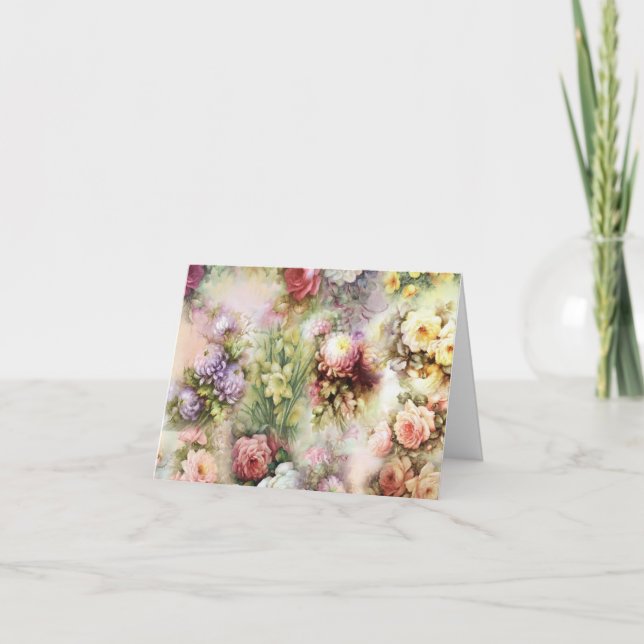 Vintage Flowers Anteckningskort (Framsida)